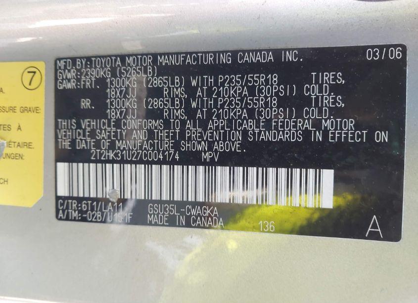 Photo 9 of 2007 Lexus Rx 350 (VIN 2T2HK31U27C004174)