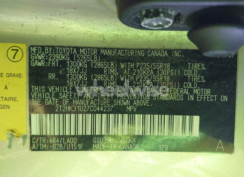 Photo 9 of 2007 Lexus Rx 350 (VIN 2T2HK31U27C044237)