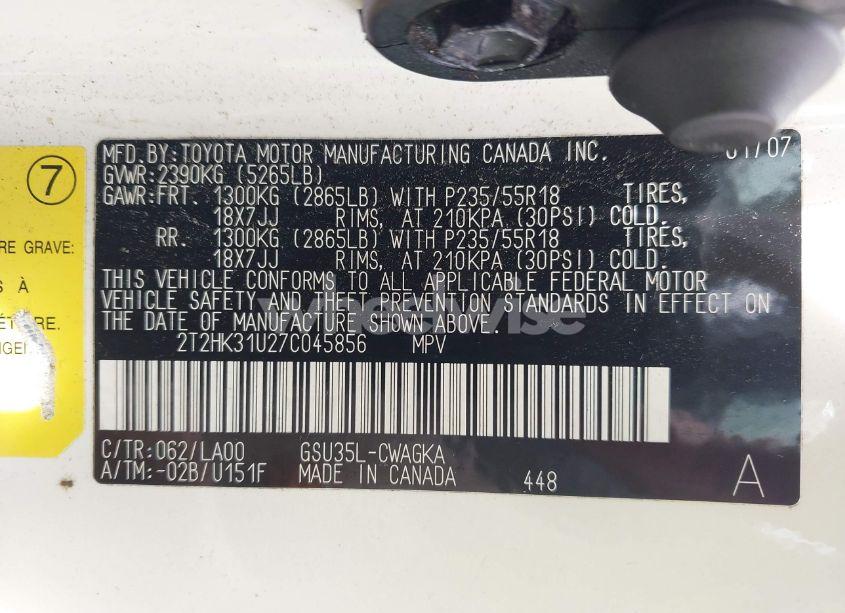 Photo 9 of 2007 Lexus Rx 350 (VIN 2T2HK31U27C045856)