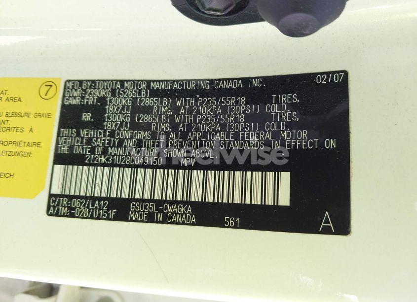 Photo 9 of 2008 Lexus Rx 350 (VIN 2T2HK31U28C049150)