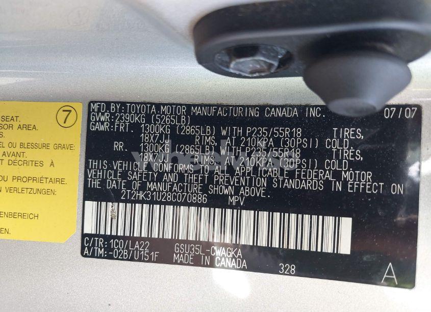 Photo 9 of 2008 Lexus Rx 350 (VIN 2T2HK31U28C070886)