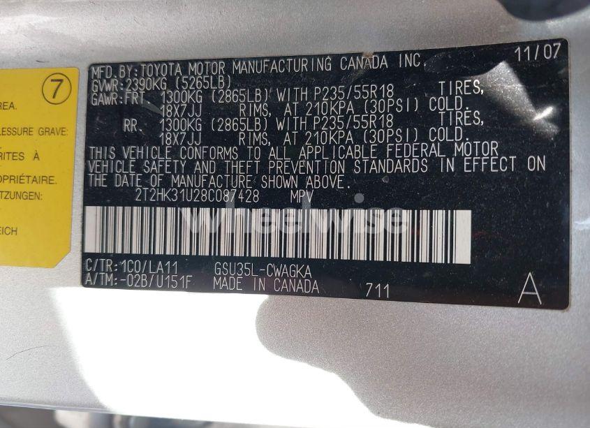 Photo 9 of 2008 Lexus Rx 350 (VIN 2T2HK31U28C087428)