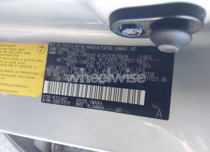 Photo 9 of 2009 Lexus Rx 350 (VIN 2T2HK31U29C126374)
