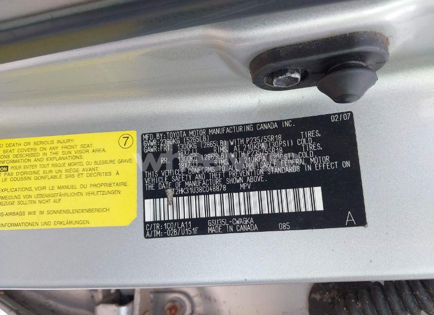 Photo 9 of 2008 Lexus Rx 350 (VIN 2T2HK31U38C048878)