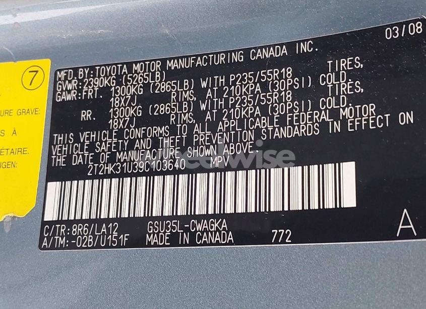 Photo 9 of 2009 Lexus Rx 350 (VIN 2T2HK31U39C103640)