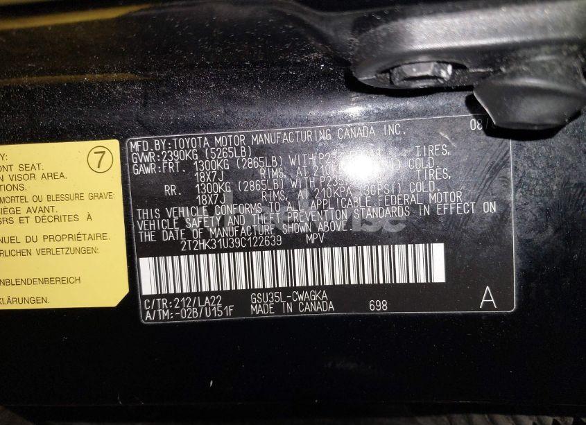 Photo 9 of 2009 Lexus Rx 350 (VIN 2T2HK31U39C122639)