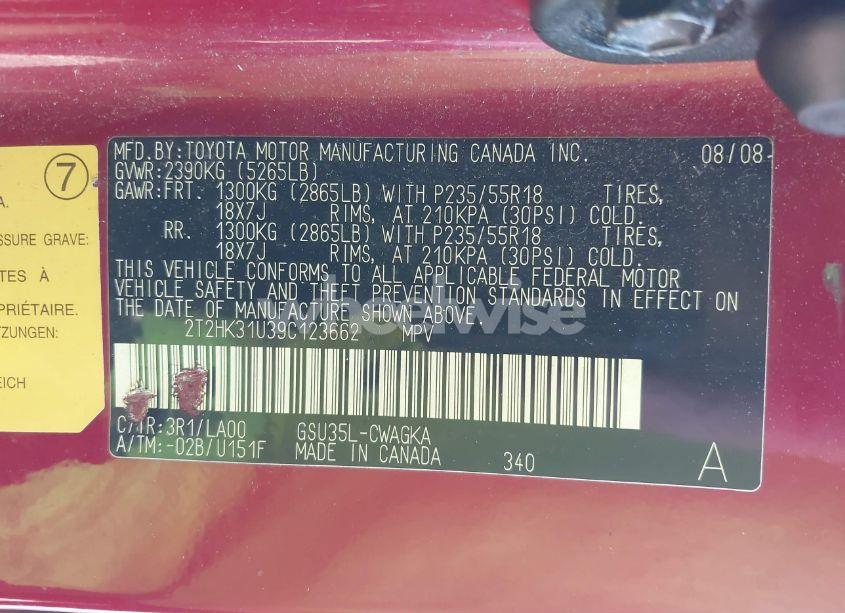 Photo 9 of 2009 Lexus Rx 350 (VIN 2T2HK31U39C123662)