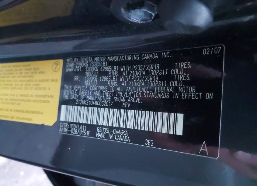 Photo 9 of 2008 Lexus Rx 350 (VIN 2T2HK31U48C052017)