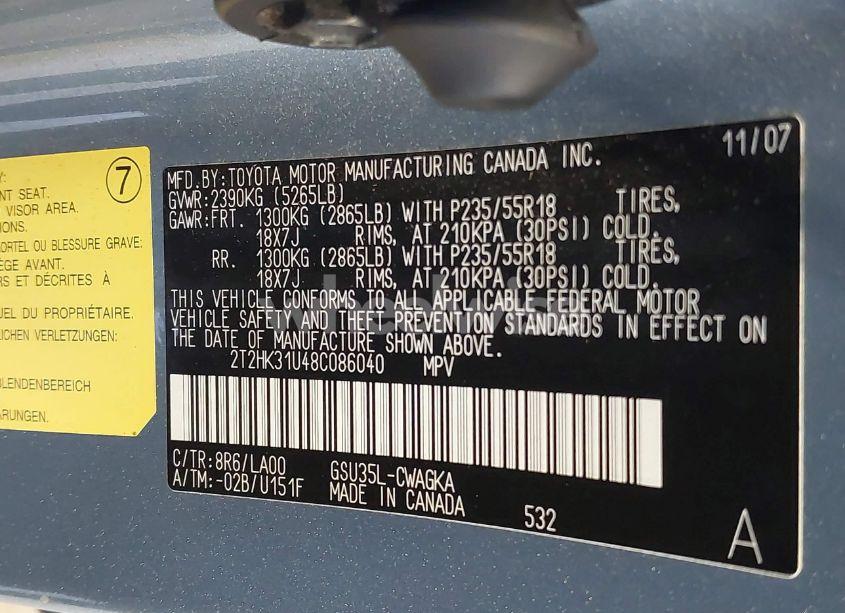 Photo 9 of 2008 Lexus Rx 350 (VIN 2T2HK31U48C086040)