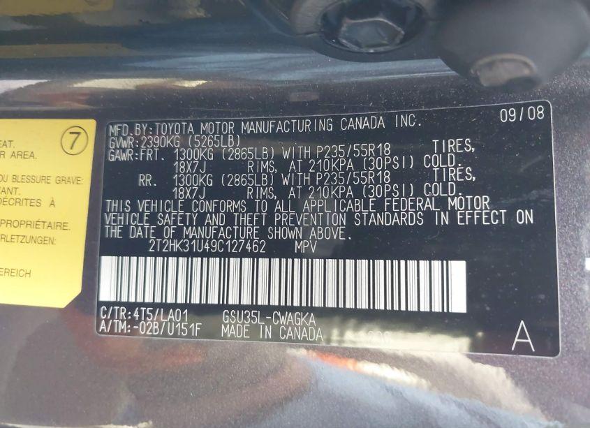 Photo 9 of 2009 Lexus Rx 350 (VIN 2T2HK31U49C127462)