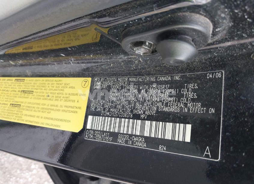 Photo 9 of 2007 Lexus Rx 350 (VIN 2T2HK31U57C008378)