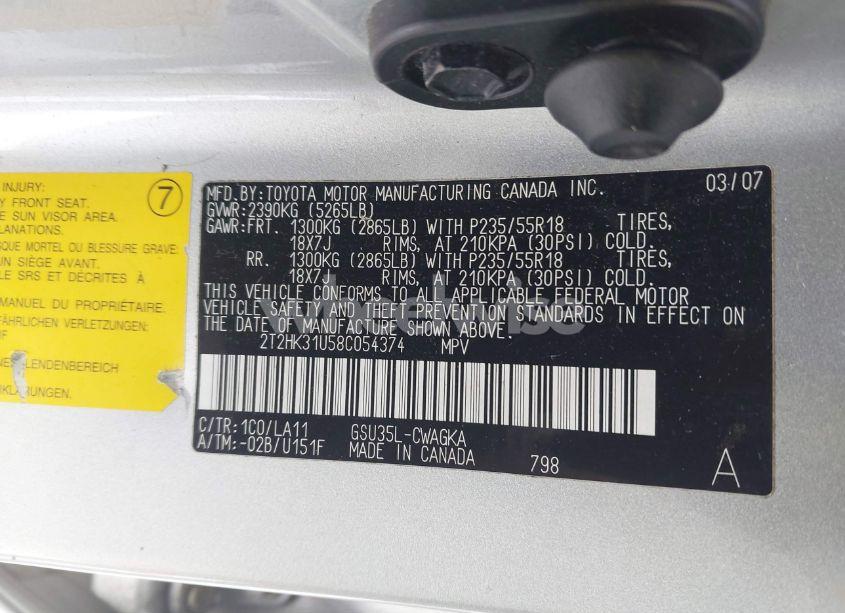 Photo 9 of 2008 Lexus Rx 350 (VIN 2T2HK31U58C054374)