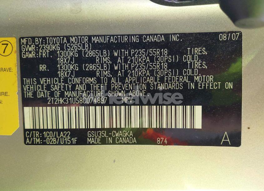 Photo 9 of 2008 Lexus Rx 350 (VIN 2T2HK31U58C074897)