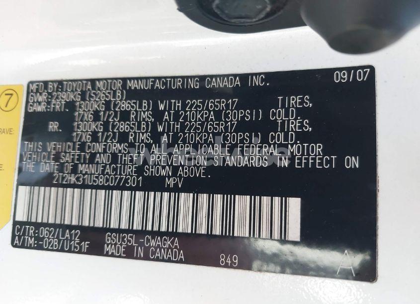 Photo 9 of 2008 Lexus Rx 350 (VIN 2T2HK31U58C077301)