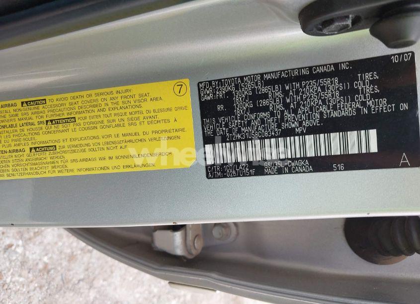 Photo 9 of 2008 Lexus Rx 350 (VIN 2T2HK31U58C083437)