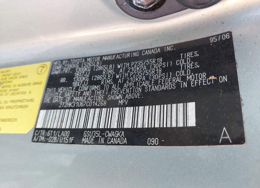 Photo 9 of 2007 Lexus Rx 350 (VIN 2T2HK31U67C014268)