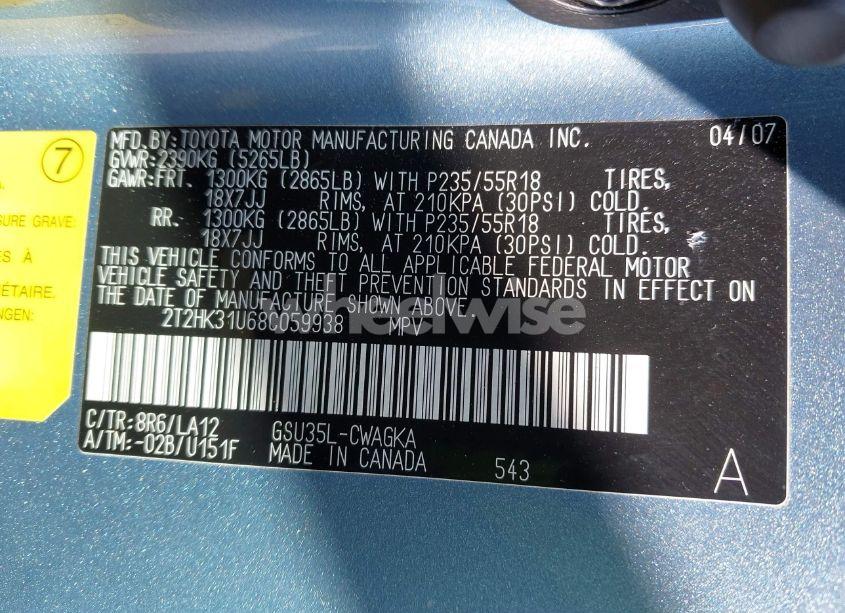 Photo 9 of 2008 Lexus Rx 350 (VIN 2T2HK31U68C059938)