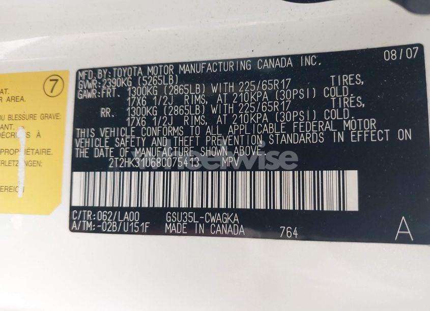 Photo 9 of 2008 Lexus Rx 350 (VIN 2T2HK31U68C075413)