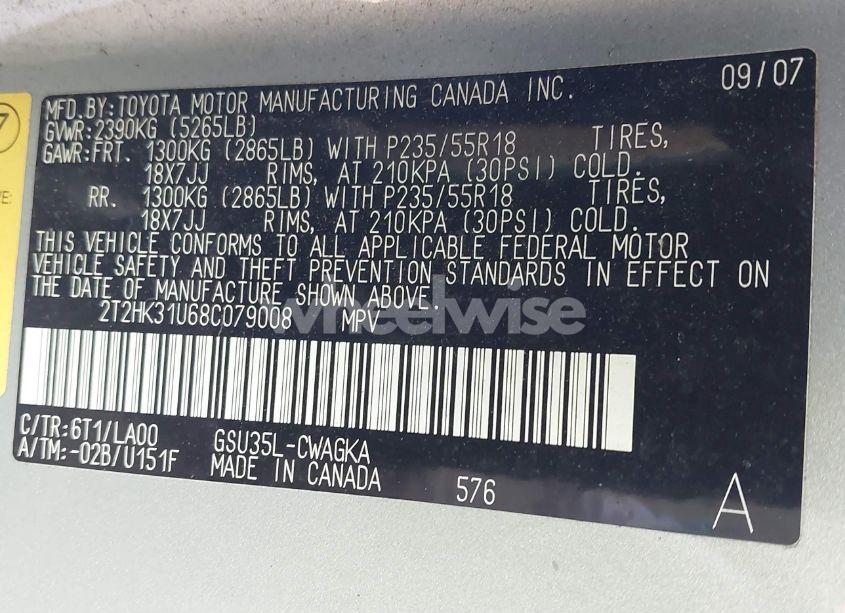 Photo 9 of 2008 Lexus Rx 350 (VIN 2T2HK31U68C079008)