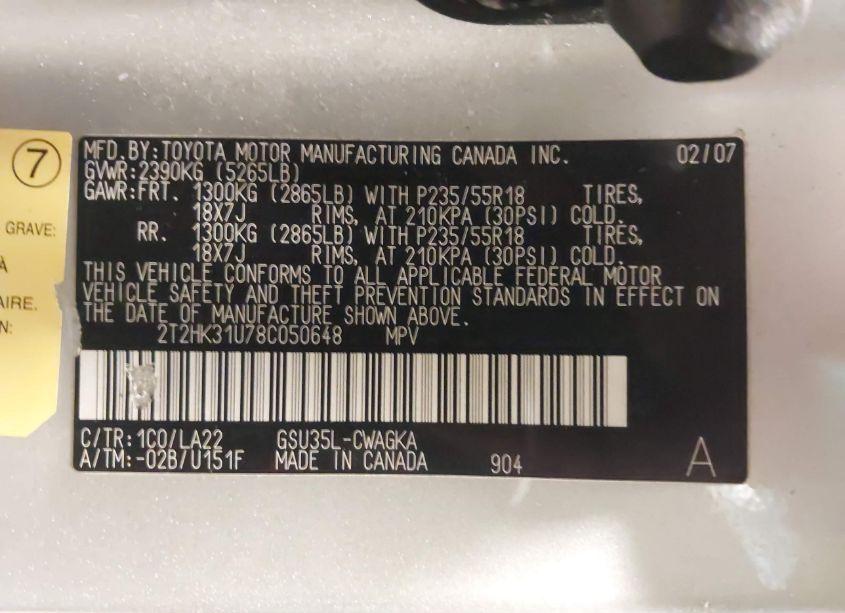 Photo 9 of 2008 Lexus Rx 350 (VIN 2T2HK31U78C050648)