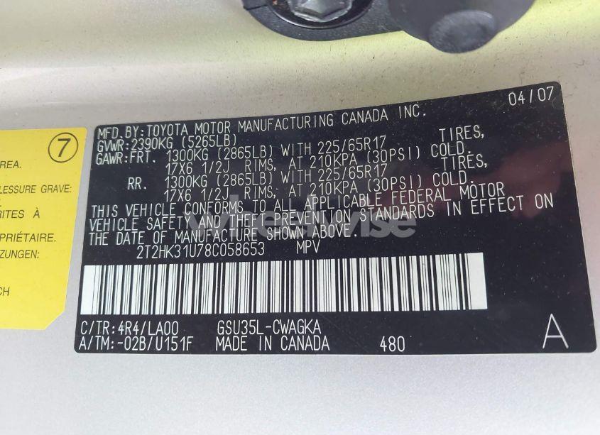 Photo 9 of 2008 Lexus Rx 350 (VIN 2T2HK31U78C058653)