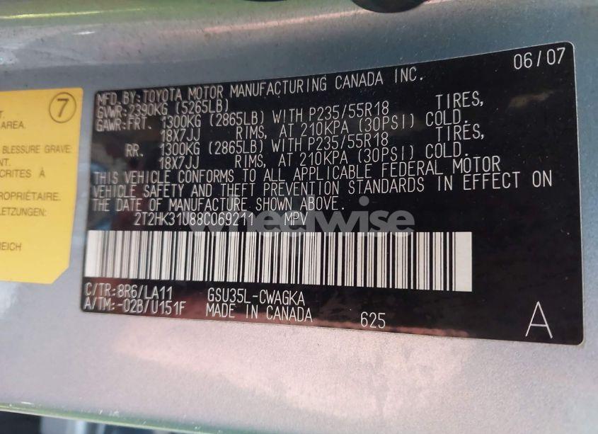 Photo 9 of 2008 Lexus Rx 350 (VIN 2T2HK31U88C069211)