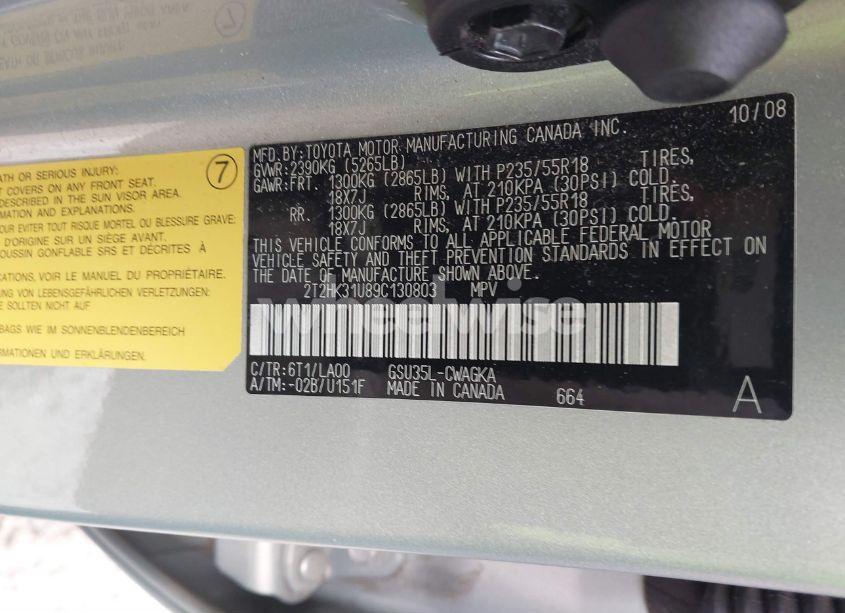 Photo 9 of 2009 Lexus Rx 350 (VIN 2T2HK31U89C130803)