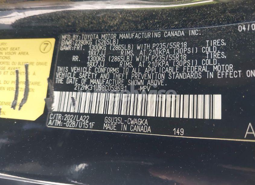 Photo 9 of 2008 Lexus Rx 350 (VIN 2T2HK31U98C059691)