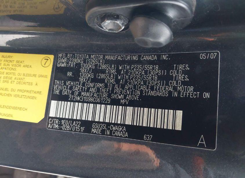 Photo 9 of 2008 Lexus Rx 350 (VIN 2T2HK31U98C061229)