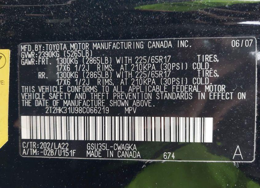 Photo 9 of 2008 Lexus Rx 350 (VIN 2T2HK31U98C066219)