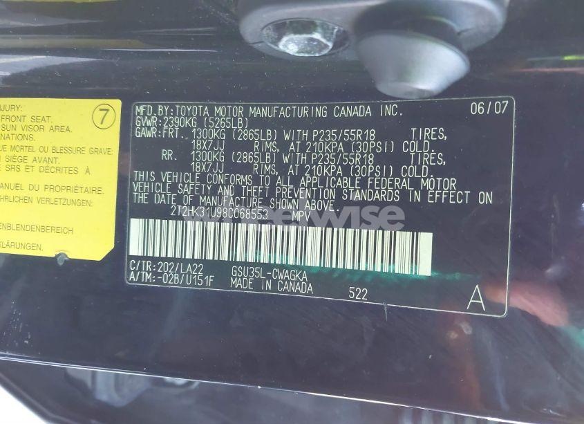 Photo 9 of 2008 Lexus Rx 350 (VIN 2T2HK31U98C068553)