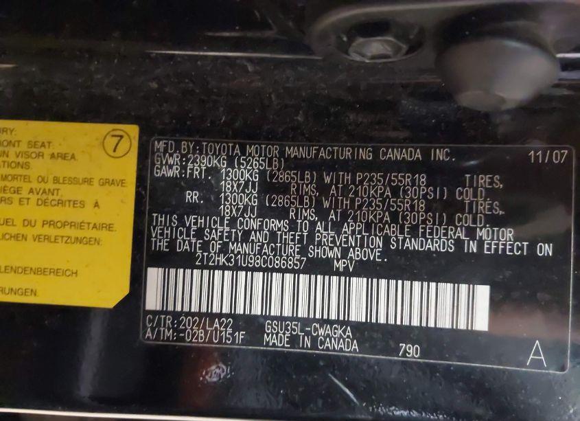 Photo 9 of 2008 Lexus Rx 350 (VIN 2T2HK31U98C086857)