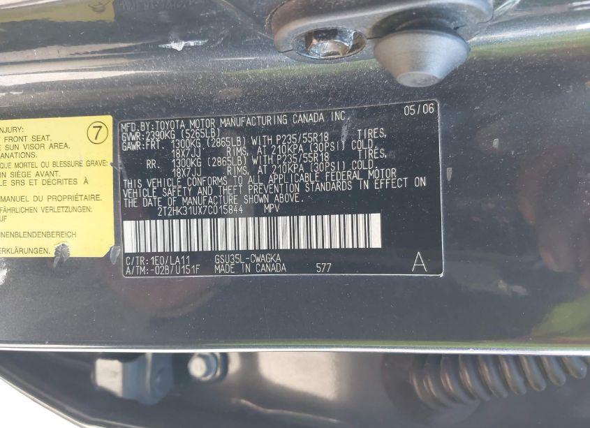 Photo 9 of 2007 Lexus Rx 350 (VIN 2T2HK31UX7C015844)