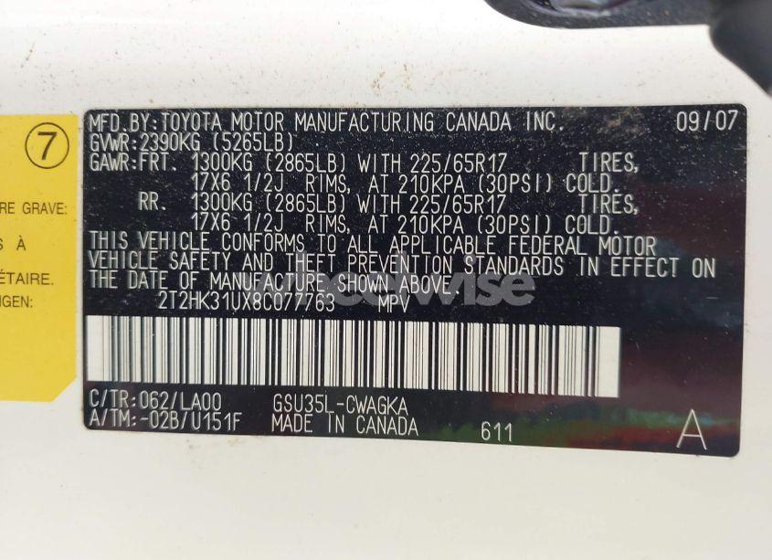 Photo 9 of 2008 Lexus Rx 350 (VIN 2T2HK31UX8C077763)