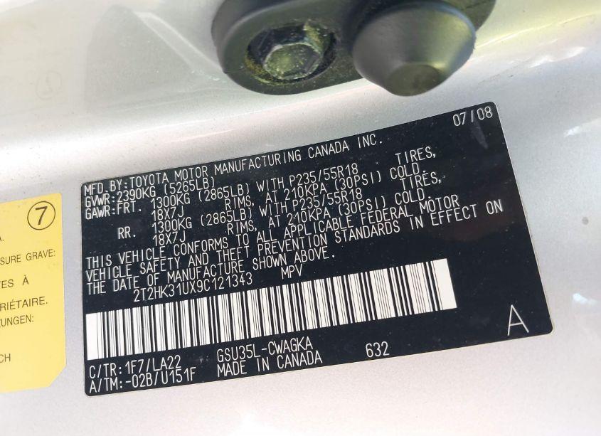 Photo 9 of 2009 Lexus Rx 350 (VIN 2T2HK31UX9C121343)