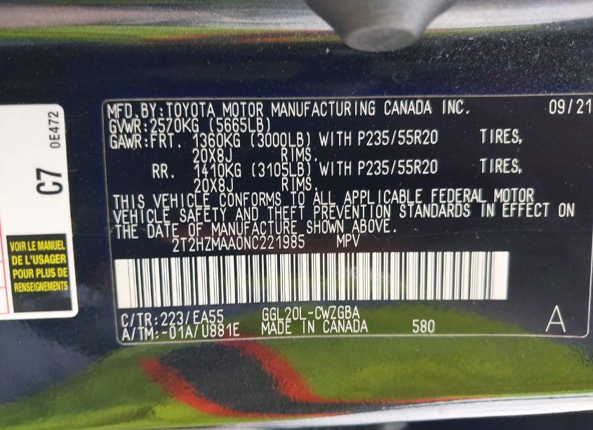 Photo 9 of 2022 Lexus Rx 350 (VIN 2T2HZMAA0NC221985)