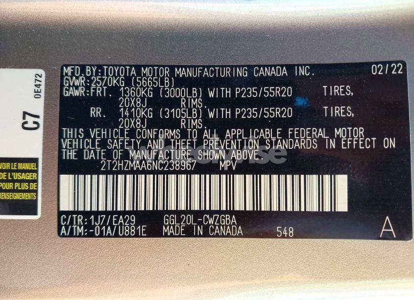 Photo 9 of 2022 Lexus Rx 350 (VIN 2T2HZMAA6NC238967)