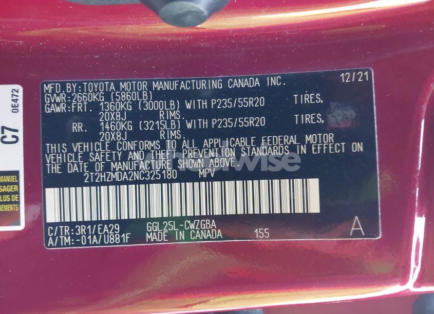 Photo 9 of 2022 Lexus Rx 350 (VIN 2T2HZMDA2NC325180)