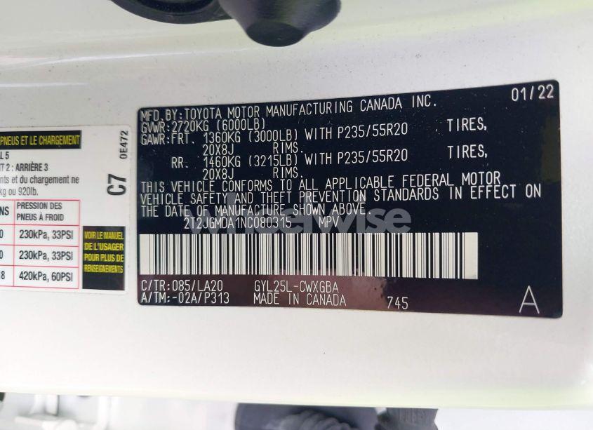 Photo 9 of 2022 Lexus Rx 450H (VIN 2T2JGMDA1NC080315)