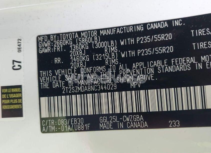 Photo 9 of 2022 Lexus Rx 350 F SPORT APPEARANCE (VIN 2T2SZMDA8NC344029)