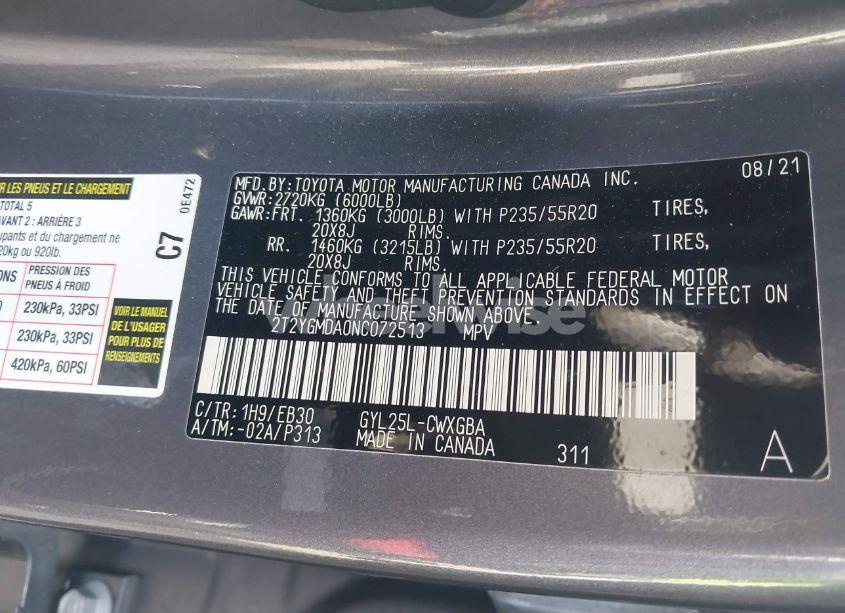 Photo 9 of 2022 Lexus Rx 450H F SPORT HANDLING (VIN 2T2YGMDA0NC072513)