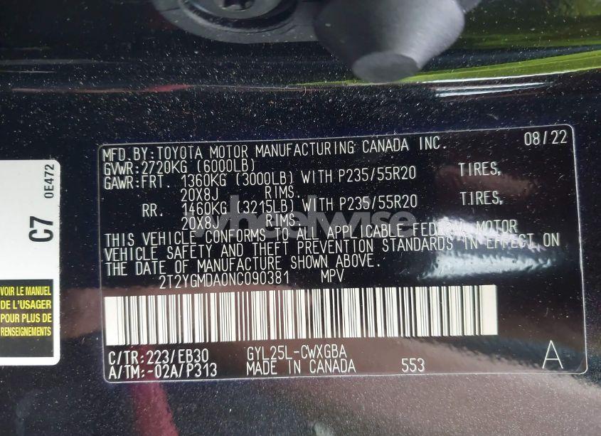 Photo 9 of 2022 Lexus Rx 450H F SPORT HANDLING (VIN 2T2YGMDA0NC090381)