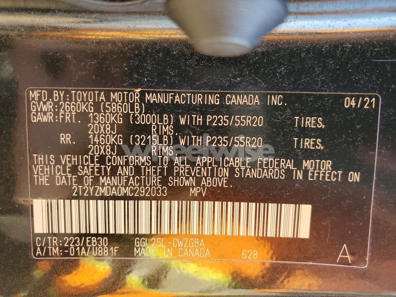 Photo 12 of 2021 LEXUS RX 350 F SPORT (VIN 2T2YZMDA0MC292033)