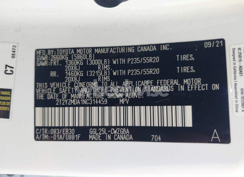 Photo 9 of 2022 Lexus Rx 350 F SPORT HANDLING (VIN 2T2YZMDA1NC314459)