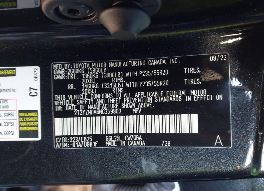 Photo 9 of 2022 Lexus Rx 350 F SPORT HANDLING (VIN 2T2YZMDA6NC359803)