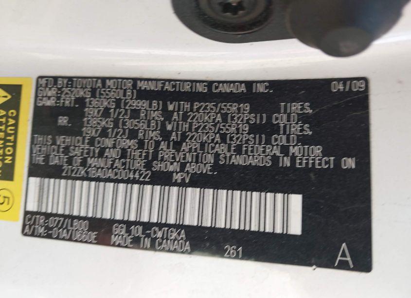 Photo 9 of 2010 Lexus Rx 350 (VIN 2T2ZK1BA0AC004422)