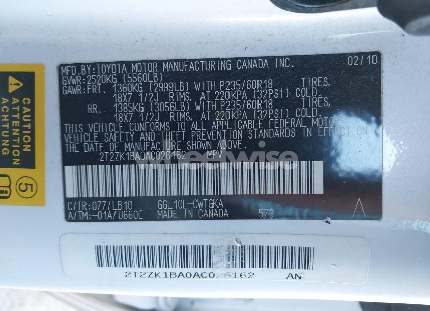 Photo 9 of 2010 Lexus Rx 350 (VIN 2T2ZK1BA0AC026162)