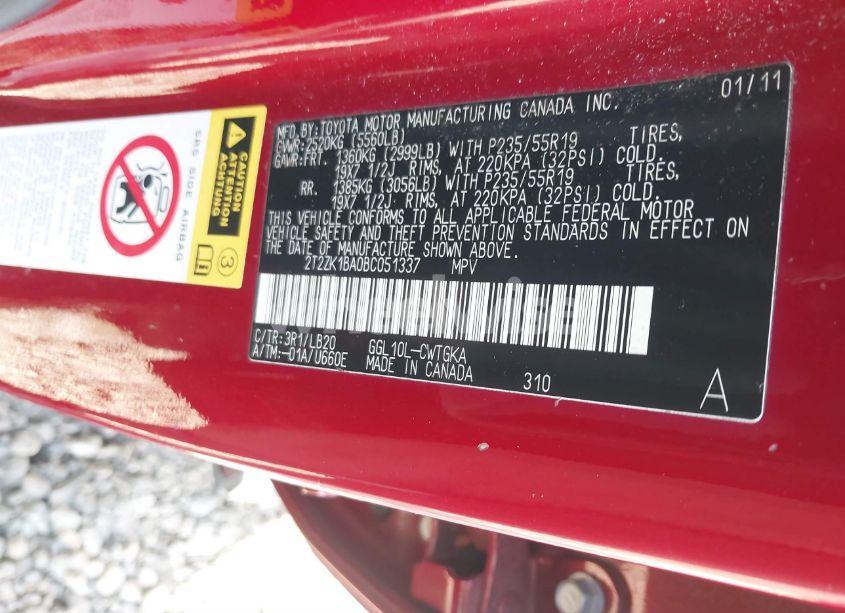 Photo 9 of 2011 Lexus Rx 350 (VIN 2T2ZK1BA0BC051337)