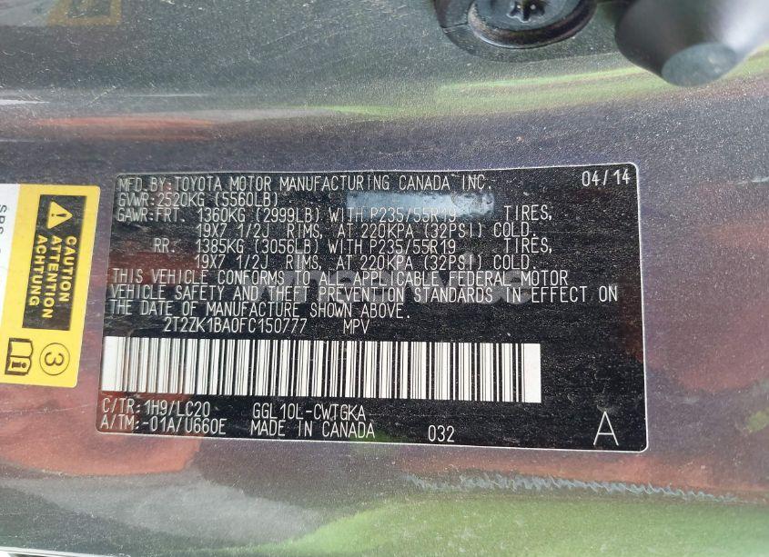 Photo 9 of 2015 Lexus Rx 350 (VIN 2T2ZK1BA0FC150777)