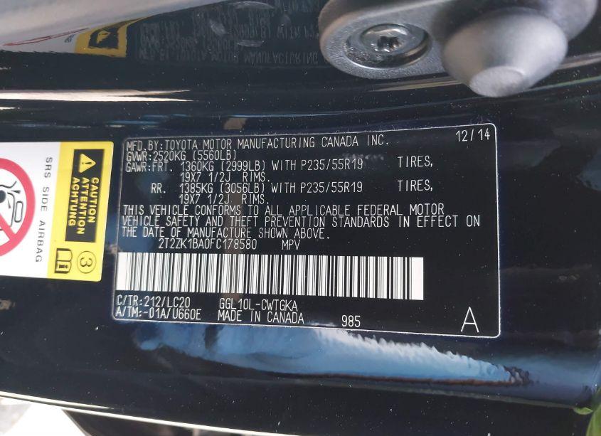 Photo 9 of 2015 Lexus Rx 350 (VIN 2T2ZK1BA0FC178580)